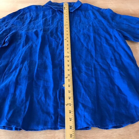 Nautica 100% Linen Shirt Men XXL Blue Button Up Short Sleeve Collared Preppie - Picture 5 of 11